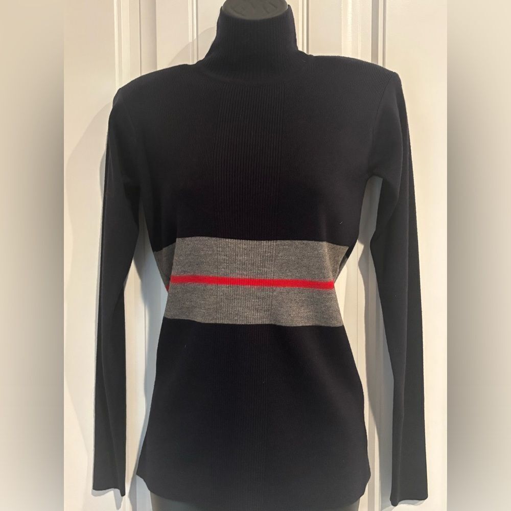 NWT Ellen Tracy Navy Mock Neck Sweater size small